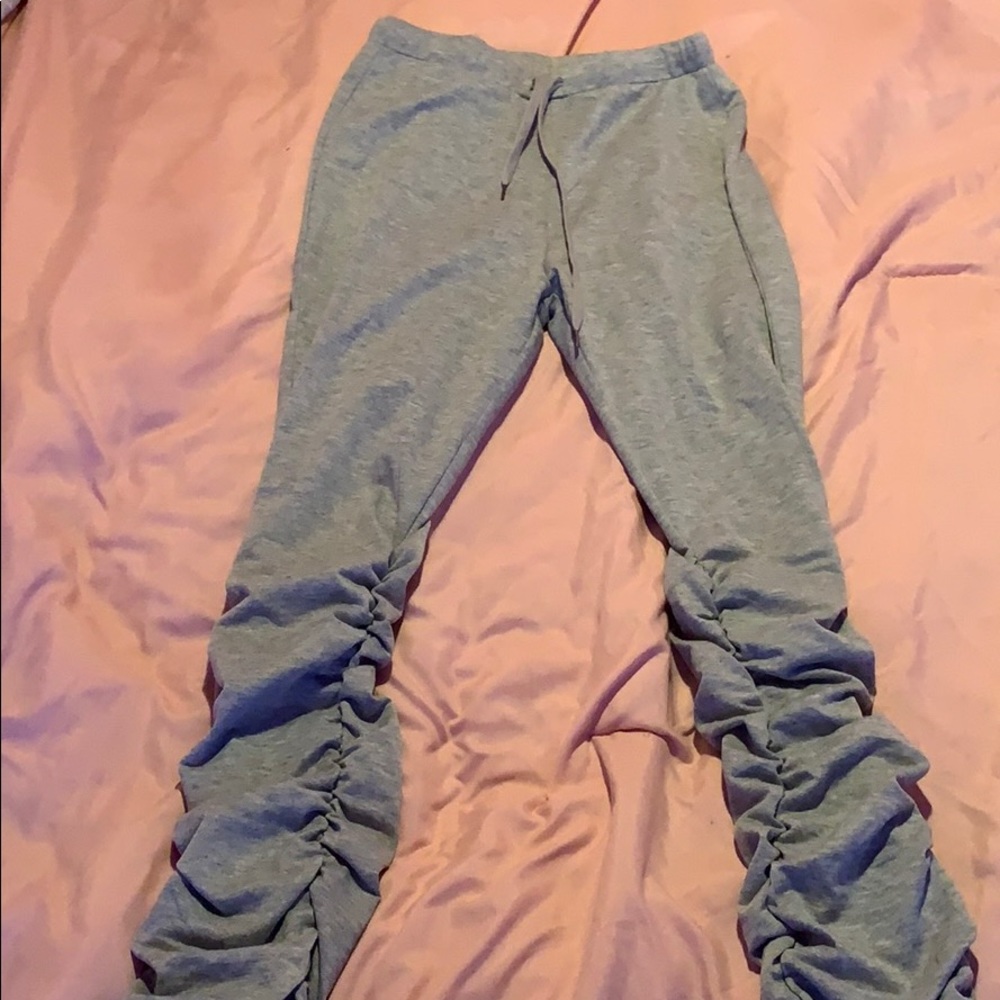 Drawstring ruched grey sweatpants